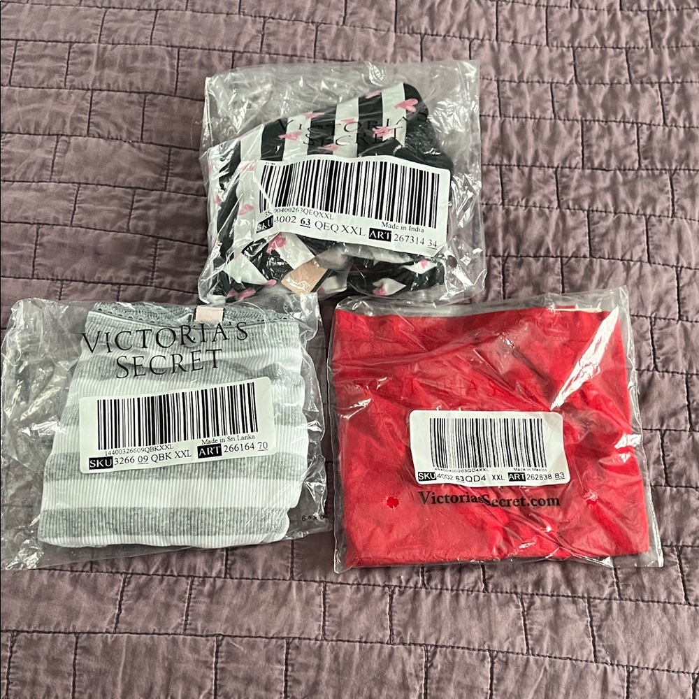 Lot of 3 Victoria's Secret Striped and Solid Briefs. New in Package NWT